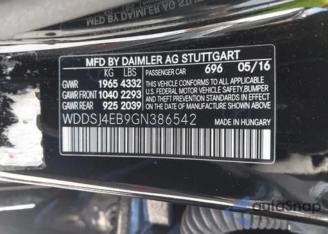 2016 Mercedes-Benz Cla 250 из США, поврежденный, VIN WDDSJ4EB9GN386542